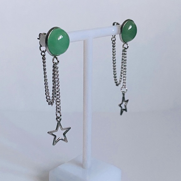 Jade Star jacket earrings - Picture 2 of 4